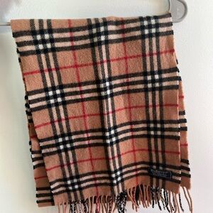 Burberry Tan and Black Plaid Scarf